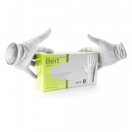 Jednorázové latexové rukavice BERT bílé balení 100 ks, vel. 08"