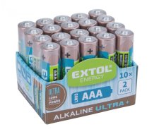 EXTOL ENERGY baterie alkalické, 20ks, 1,5V AAA (LR03)