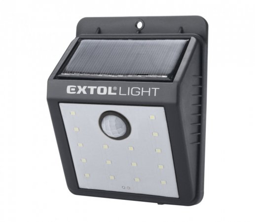 EXTOL LIGHT světlo nástěnné s pohybovým čidlem, 120lm, solární nabíjení