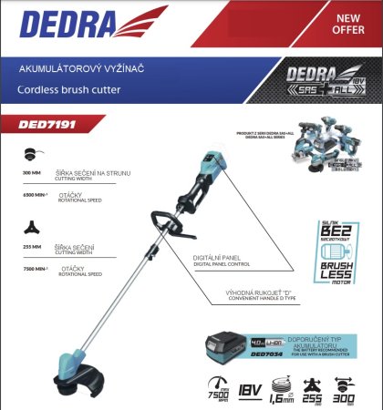 Dedra DED7191 Aku bez uhlíkový křovinořez 18V