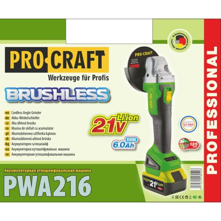 Procraft PWA216 aku bruska 2x4.0Ah