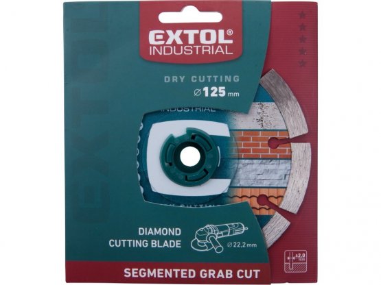 EXTOL INDUSTRIAL kotouč diamantový řezný segmentový Grab Cut, suché řezání, O 125x22,2x2mm