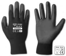 PURE BLACK ochranné rukavice polyuretan, 8"