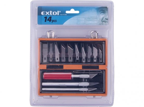 EXTOL CRAFT nože na vyřezávání, sada 17ks, v krabičce z ABS pl.