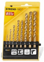 Strend PRO vrtáky do zdiva TiN, 8-dílna, 3-10mm,
