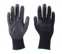 EXTOL PREMIUM rukavice z polyesteru polomáčené v PU, černé, velikost 9"