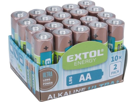 EXTOL ENERGY baterie alkalické, 20ks, 1,5V AA (LR6)
