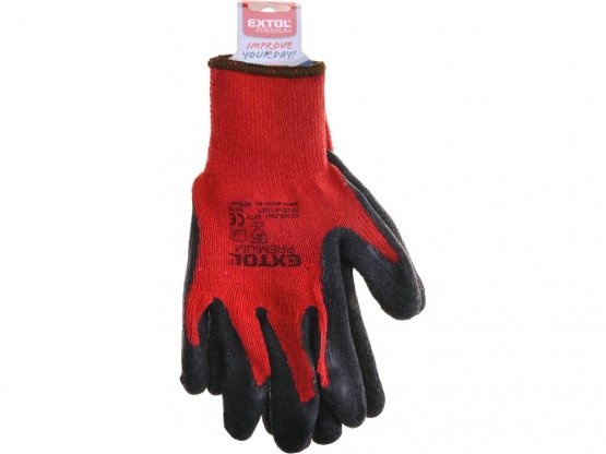 EXTOL PREMIUM rukavice bavlněné polomáčené v latexu, velikost 8"