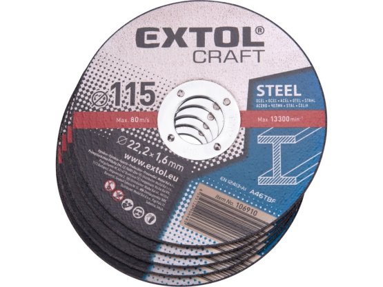 EXTOL CRAFT kotouče řezné na kov, 5ks, O 115x1,6x22,2mm