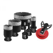 Dedra Diamantové korunky  6, 8, 20, 35, 50, 68mm M14, vodítko pro vrtáky.