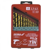 Dedra sada vrtáků do kovu materiál HSS+kobalt+TiN, 135°, 13ks