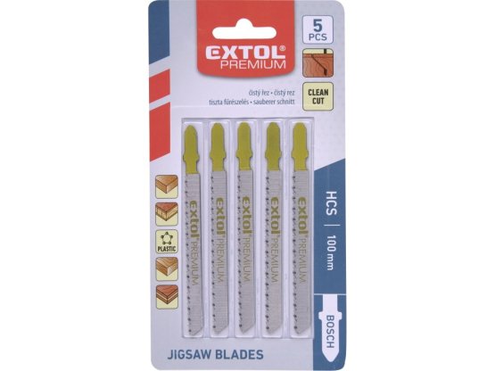 EXTOL PREMIUM plátky do přímočaré pily 5ks, 75x2,5mm, HCS