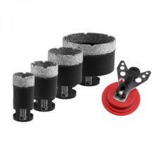 Dedra Diamantové korunky Vacuum 28, 35, 45, 68mm M14, vodítko pro vrtáky