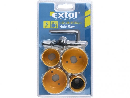 EXTOL CRAFT vrtáky vykružovací korunkové, 4 průměry O 32-54mm, HSS/Bi-metal