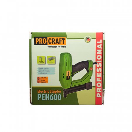 Procraft PEH600 elektrická sponkovačka / hřebíkovačka, spony 15-25 mm