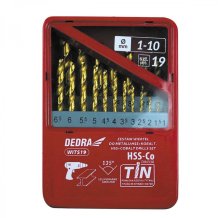 Dedra sada vrtáků do kovu, materiál HSS+kobalt+TiN, 135°,  19ks