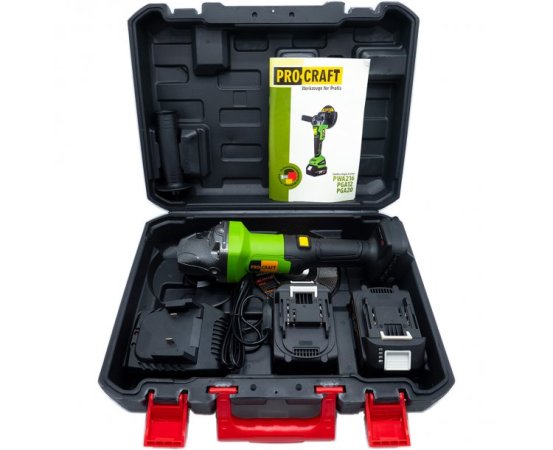 Procraft PGA20 aku úhlová bruska 20V, kotouč 125 mm, 2x4.0Ah
