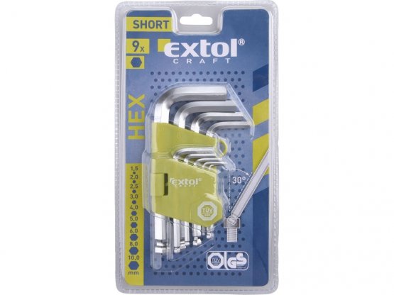 EXTOL CRAFT L-klíče IMBUS, sada 9ks, 1,5-10mm, krátké