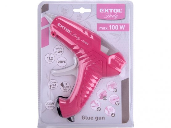 EXTOL LADY pistole tavná lepící, ⌀11mm, 40W, růžová