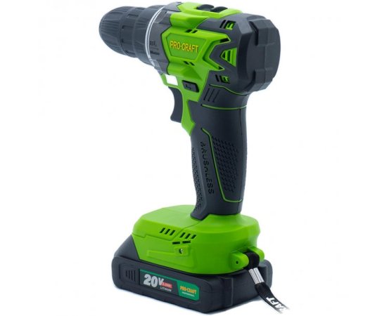 Procraft PA20BL aku bezuhlíková vrtačka 20V, 2x 2.0Ah