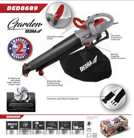 Dedra DED8689 vysavač listí 3000W