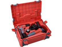 EXTOL PREMIUM vrtací šroubovák aku, 12V Li-ion (2x) a bruska úhlová 125mm v plastovém boxu