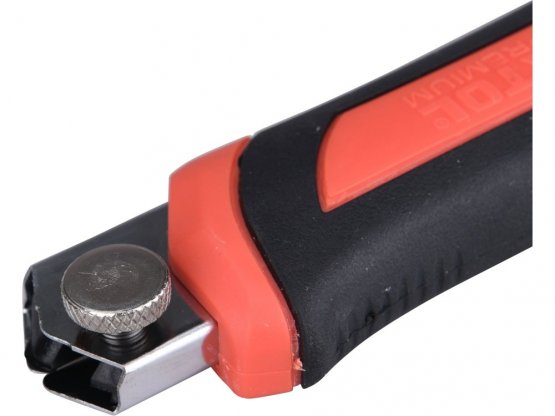 EXTOL PREMIUM nůž ulamovací s kovovou výstuhou a zásobníkem, 18mm Auto-lock