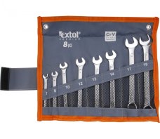 EXTOL PREMIUM klíče očkoploché, sada 8ks, 6-19mm, CrV
