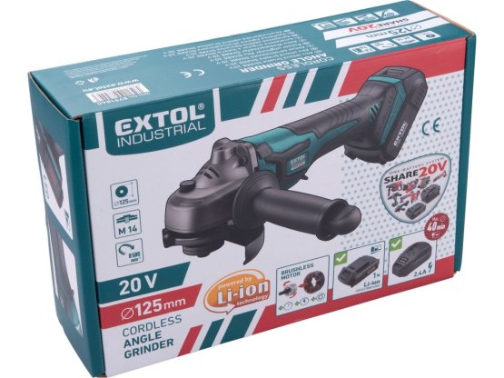 EXTOL INDUSTRIAL bruska úhlová aku SHARE20V, 125mm,