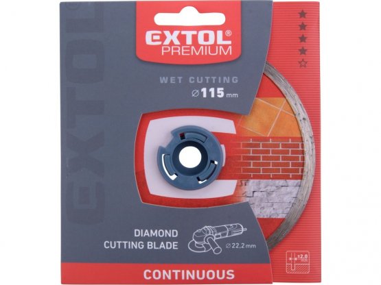 EXTOL PREMIUM kotouč diamantový řezný celoobvodový - mokré řezání, O 115x22,2x2mm